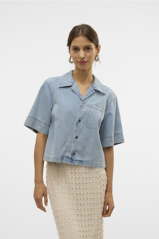 VMMARY 2/4 V-NECK DNM SHIRT SI313 10328478 LIGHT BLUE DENIM